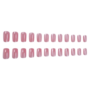 Pink cat eye press-on nails set with 24 pieces of square-oval false nails