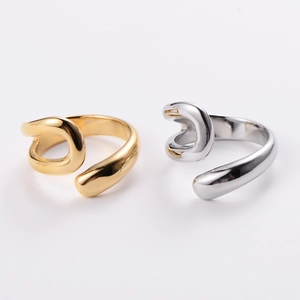 Infinity Open Ring 304 Stainless Steel Twisted Geometric Line Adjustable Minimalist Chic Finger Jewelry For Women Men