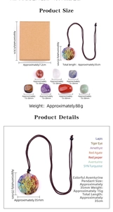 Detailed size guide for Orgone energy pendant and seven natural chakra stones set