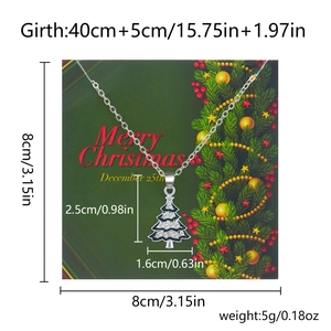 Detail of silver Christmas tree pendant with rhinestones and measurement annotations