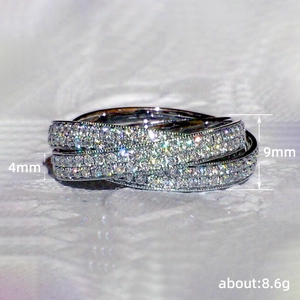 Elegant multi-layer crisscross crown ring with sparkling white pavé cubic zirconia