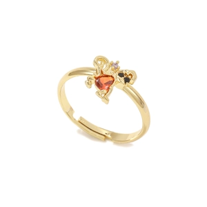 Anello ape dorato regolabile con zircone a forma di cuore arancione da donna