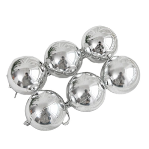 Set of 6 shiny silver Christmas ball ornaments for tree decoration with reflective finish