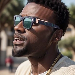 Detail of dark patterned sunglasses frames with three-point rivets and green mirror lenses