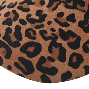 Classic leopard print baseball cap in brown faux suede with detailed animal pattern texture