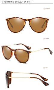 Multiple angles of tortoise shell polarized sunglasses with gold metal temples
