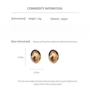 Detailed size chart and specifications for gold-plated copper stud earrings