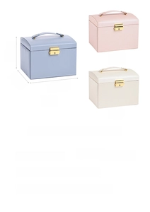 Detailed size specifications of the 3-layer PU leather jewelry box with gold metal lock