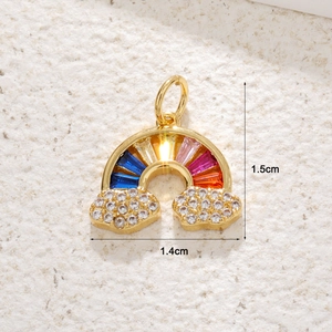Gold-plated rainbow cloud pendant with colorful cubic zirconia stones and 1.5cm sizing