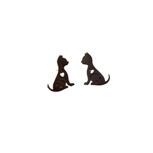 Cute black cat earrings with hollow heart and star patterns made of stainless steel