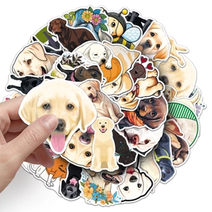 Pack of 50 cute Labrador dog stickers for luggage and laptop waterproof PVC decals