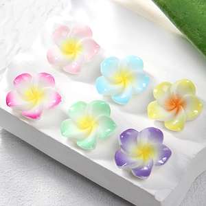 Gradient resin frangipani plumeria flower accessories for DIY hair clips and phone cases