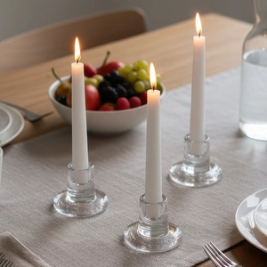 Glass Candle Holder T-Shaped Crystal Clear Geometric Stand For Wedding Table Centerpiece Dinner Party Home Decor Modern Elegant Style