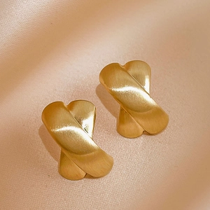 X Shape Cross Stud Earrings With 925 Sterling Silver Earring Post Alloy Brushed Matte Geometric Minimalist Jewelry For Women