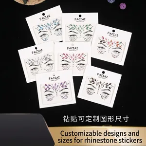 Face Gems Iridescent Acrylic Rhinestone Stickers Self Adhesive For Music Festival Party DIY Makeup Decoration