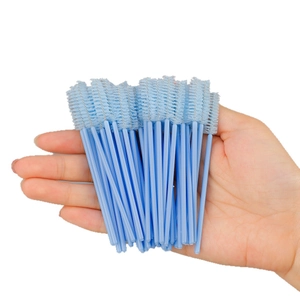 50 pieces of sky blue disposable eyelash brushes with spiral fiber mascara wands