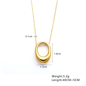 18K gold plated titanium steel necklace with hollow teardrop pendant on white background
