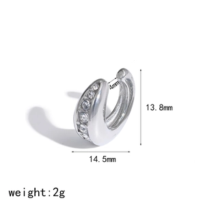 Detailed dimensions of the stainless steel C-shaped ear cuff with pavé zirconia