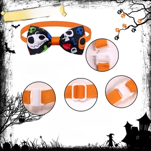 Detail view of adjustable plastic buckles and secure fasteners for Halloween pet bow ties