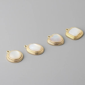 Golden 18k plated oval heart shell pendants set for DIY jewelry making accessories