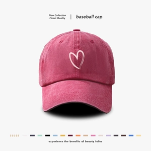 Washed Cotton Heart Hand Embroidered Baseball Cap For Men Women Adjustable Retro Distressed Soft Top Outdoor Sport Hat
