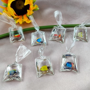 Mini Simulation Goldfish Water Bag Charms Resin Transparent Colorful Fish Pendants DIY Jewelry Accessories