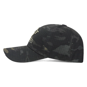 Outdoor camouflage baseball cap with checkered ripstop fabric and ports embroidery