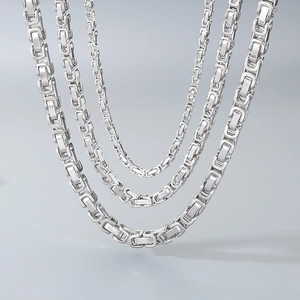 Byzantine Chain Necklace Stainless Steel Square Link Jewelry Old Money Style For Men Women Unisex Lobster Clasp