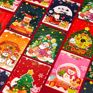 Cartes de Noël 3D colorées avec dessins de Père Noël et rennes en dorure à chaud