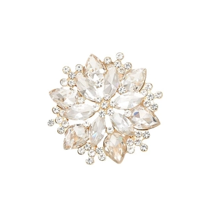 Sparkling crystal flower ornament with gold metal hollow design for DIY accessories