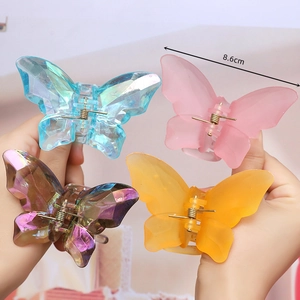 Butterfly Hair Claw Clip Plastic Matte Glossy Iridescent Strong Hold Styling Tool For Women Girls Elegant Accessories