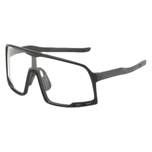 Matte black oversized sports sunglasses for cycling and skiing with UV protection lenses