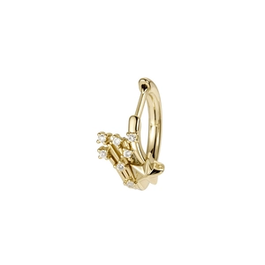 Vintage gold star and shooting star earrings with micro-set cubic zirconia on white background