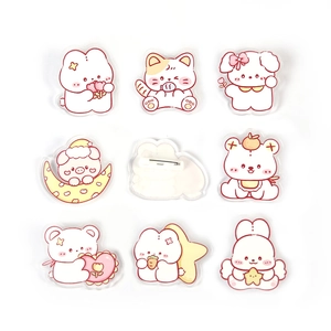Cute cream-style cartoon animal acrylic pins set in rabbit cat and bear shapes