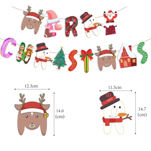 Bunte Papier Merry Christmas Girlande mit Weihnachtsmann und Rentier Anhängern