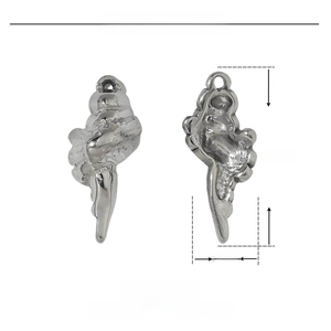 Detailed dimensions of stainless steel shell pendant measuring 16mm by 7mm and 0.5g