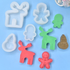Christmas silicone mold set with reindeer, gingerbread man, and snowman for baking