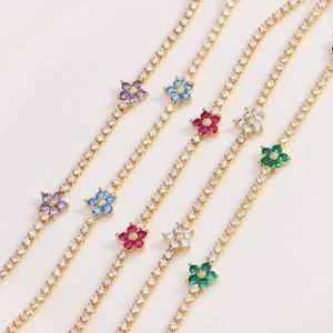 Elegant Zircon Flower Necklace Copper Gold Plated Small Fresh Minimalist Jewelry Gift For Women Elegant Style