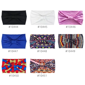 Set of 8 bohemian elastic wide headbands in solid colors and floral prints for yoga sports