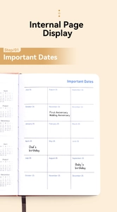 Detail view of the 18-month important dates page from July 2024 to December 2025 planner