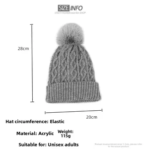 Specifiche dettagliate delle dimensioni per berretto grigio in maglia con pompon