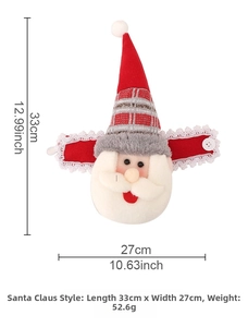 Spécifications de taille détaillée pour attache-rideau Père Noël en tissu 33x27cm