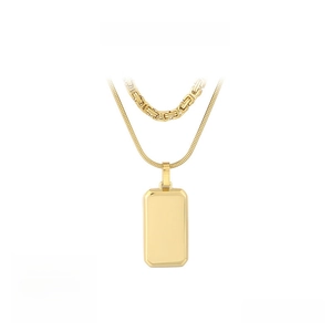 Detailed parameter chart for double-layered 18K gold stainless steel tag necklace