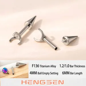 Titanium Alloy F136 Internally Threaded Ball Conical Body Piercing Jewelry Ear Cartilage Stud Findings For DIY