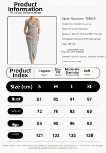 Detailed size chart for striped knit maternity midi dress showing dimensions from S to XL