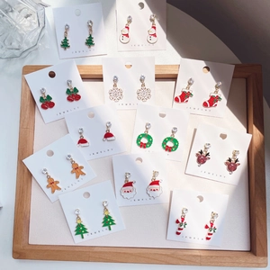 Christmas Earrings Cute Cartoon Enamel Alloy With Rhinestone And 925 Sterling Silver Earring Post Holiday Gift Women Girls