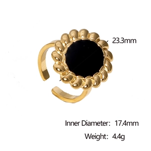 Detail showing 23.3mm sunflower ring dimensions and 17.4mm inner diameter on white background
