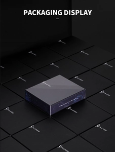 Premium black RFID wallet packaging box with celestial patterns and MANDU logo display