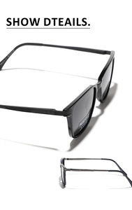 Detail of TR90 polarized square sunglasses featuring UV400 lenses and anti-slip temples