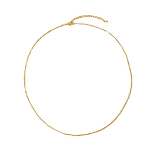 Minimalist 18k gold plated stainless steel textured link chain necklace on white background